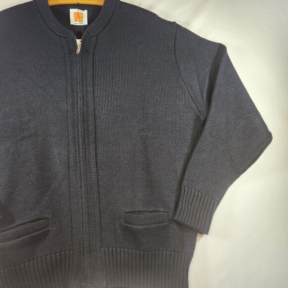 SAI Sweater Mens Sz Large Dk Navy Knit Full Zip Cardigan Grandpa Core A+ School - Picture 4 of 16